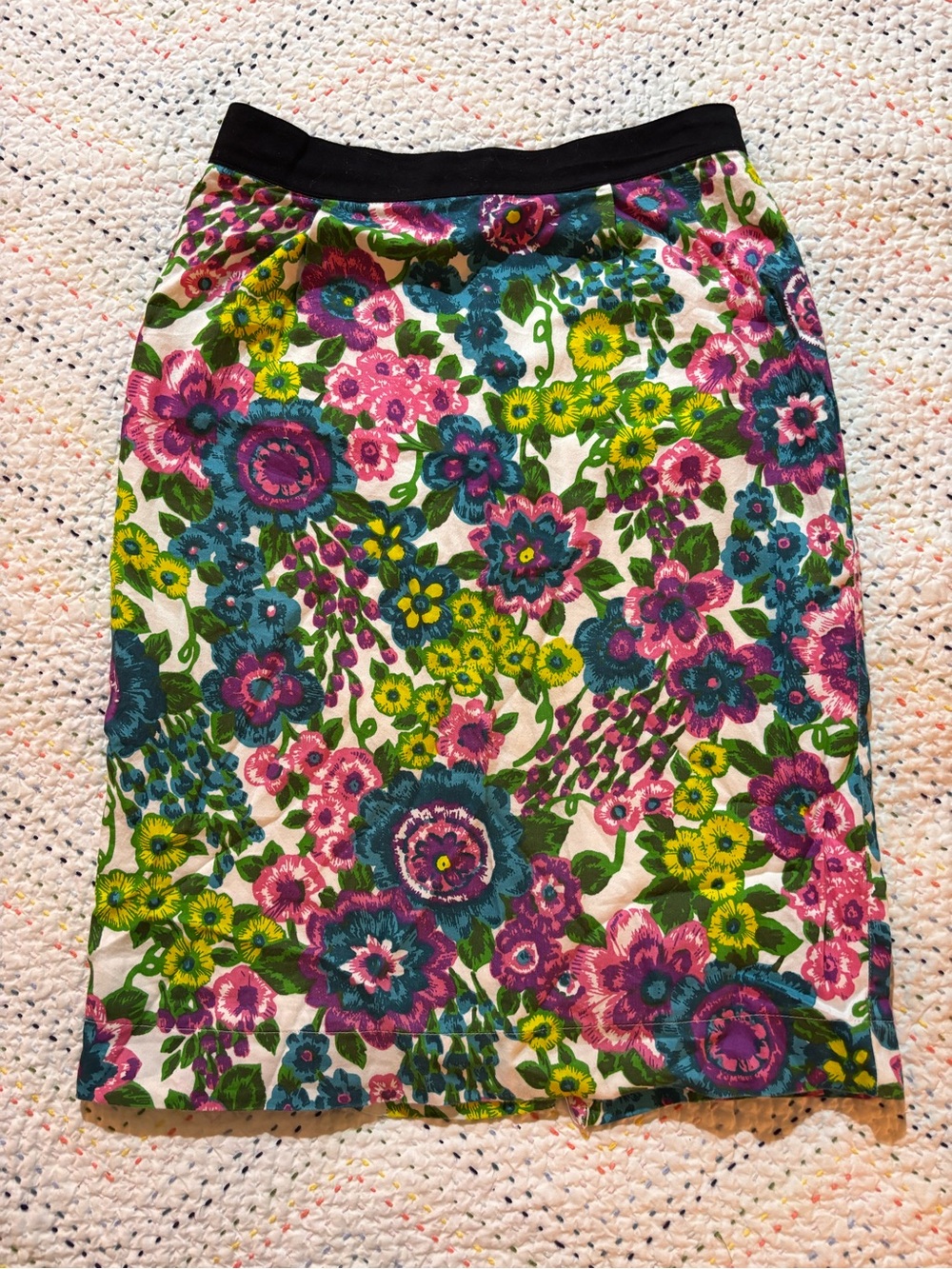 Floral Pencil Skirt in Pink, Blue & Green